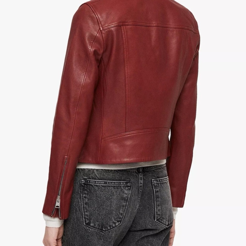 All Saints Dalby Slim Fit Leather Biker Jacket- size 38/6 - Picture 3 of 6